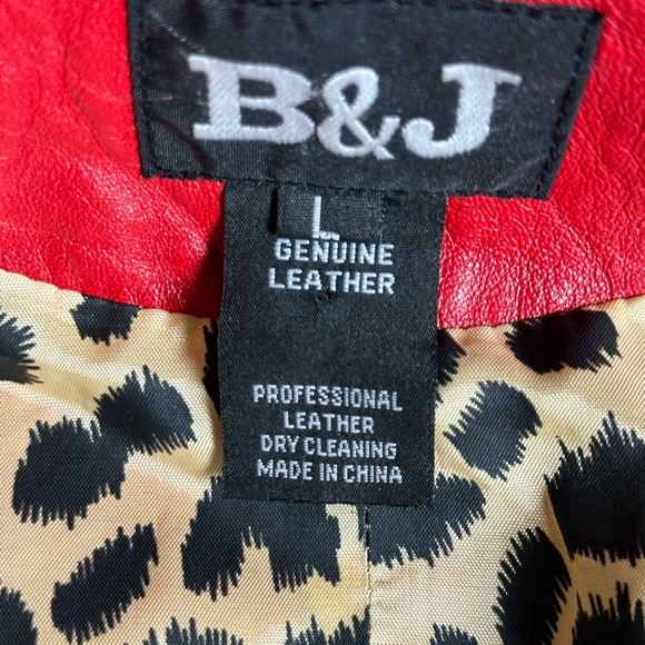 B&J Genuine Red leather jacket size L - Picture 4 of 7